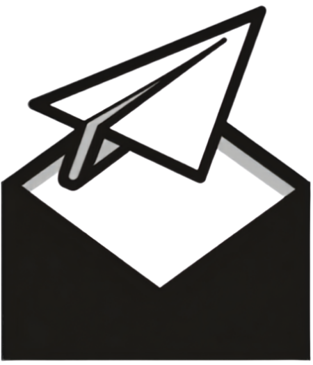 A paper plane taking off from an open envelope